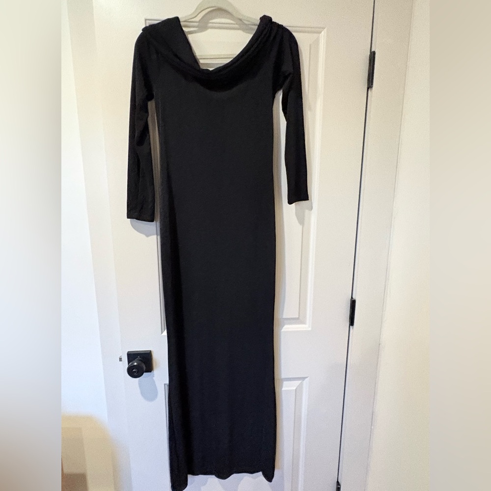 Edikted Black Off Shoulder Maxi Dress Long Sleeve Bodycon Size L NWT - Picture 7 of 7